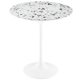 Lumen 20" Round Terrazzo Side Table in White Terrazzo