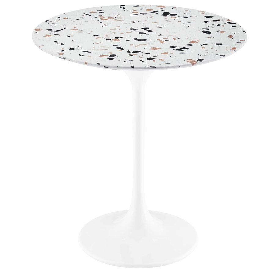 Lumen 20" Round Terrazzo Side Table in White Terrazzo