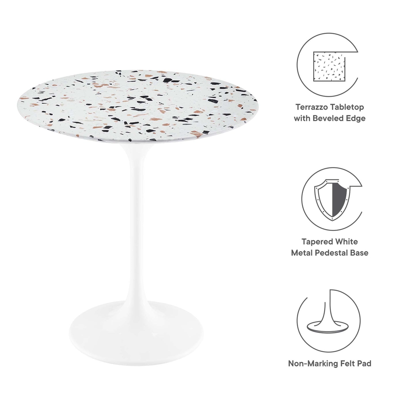 Lippa 20" Round Terrazzo Side Table by Furniture For America