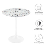 Lumen 20" Round Terrazzo Side Table in White Terrazzo