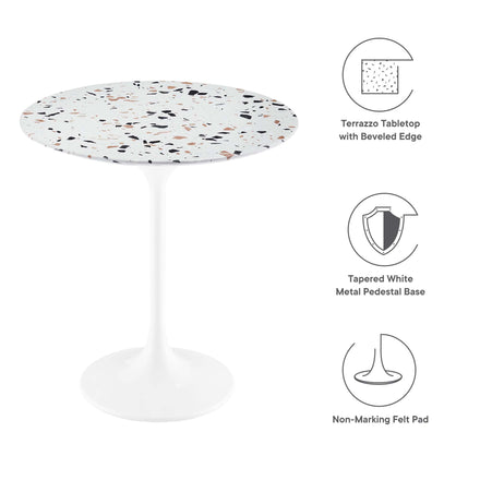 Lippa 20" Round Terrazzo Side Table in White Terrazzo