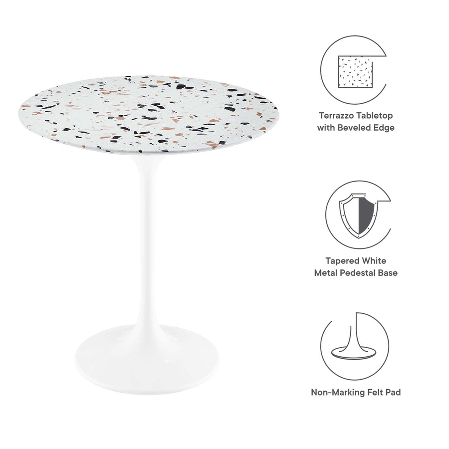 Lumen 20" Round Terrazzo Side Table in White Terrazzo
