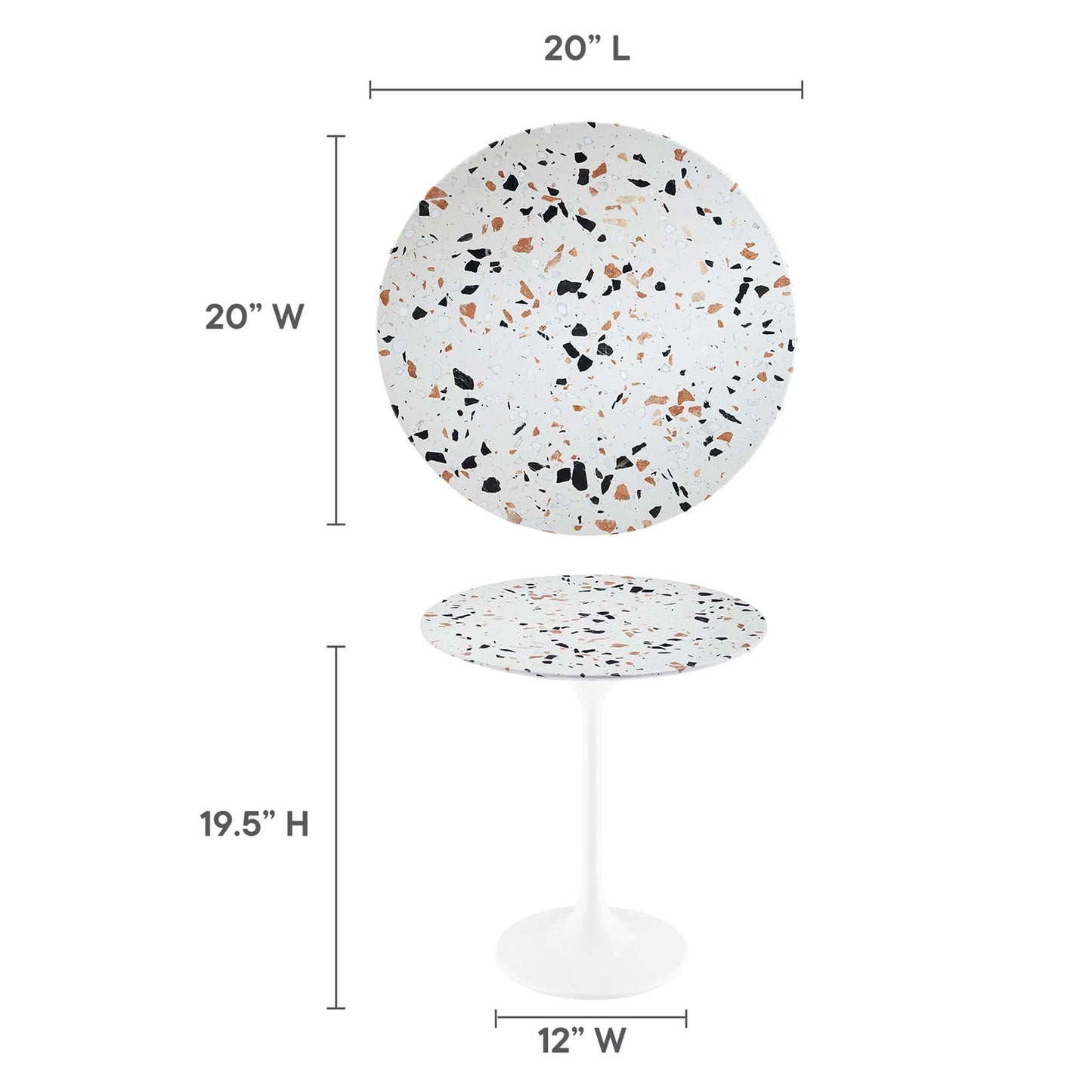 Lippa 20" Round Terrazzo Side Table by Furniture For America