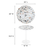 Lumen 20" Round Terrazzo Side Table in White Terrazzo