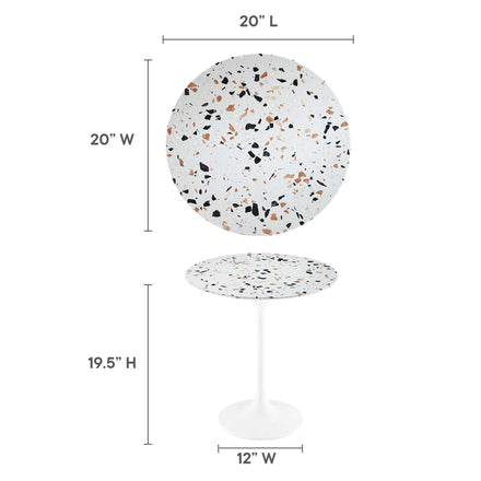 Lippa 20" Round Terrazzo Side Table in White Terrazzo