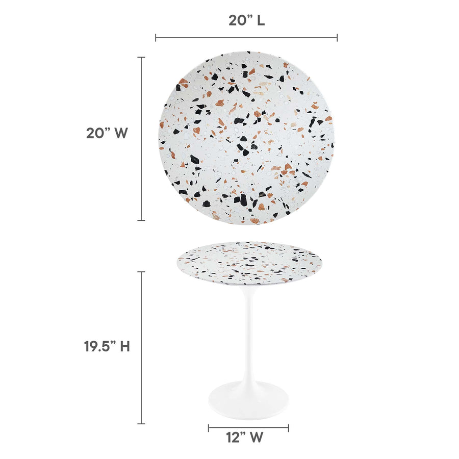 Lumen 20" Round Terrazzo Side Table in White Terrazzo