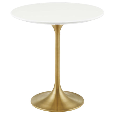 Lippa 20" Round Wood Side Table in Gold White