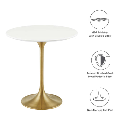 Lippa 20" Round Wood Side Table in Gold White