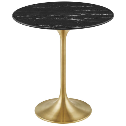 Lippa 20" Round Faux Marble Side Table in Gold Black