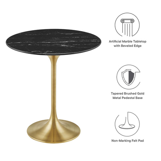 Lippa 20" Round Faux Marble Side Table by Furniture For America