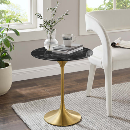 Lippa 20" Round Faux Marble Side Table by Furniture For America
