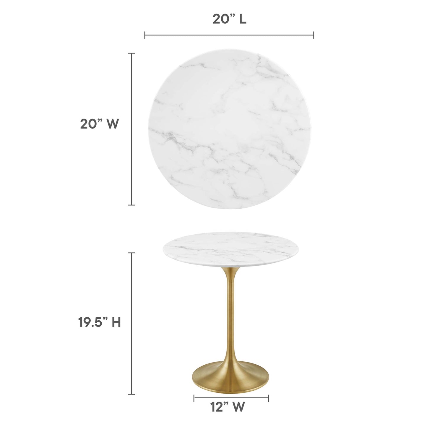 Lippa 20" Round Faux Marble Side Table by Furniture For America