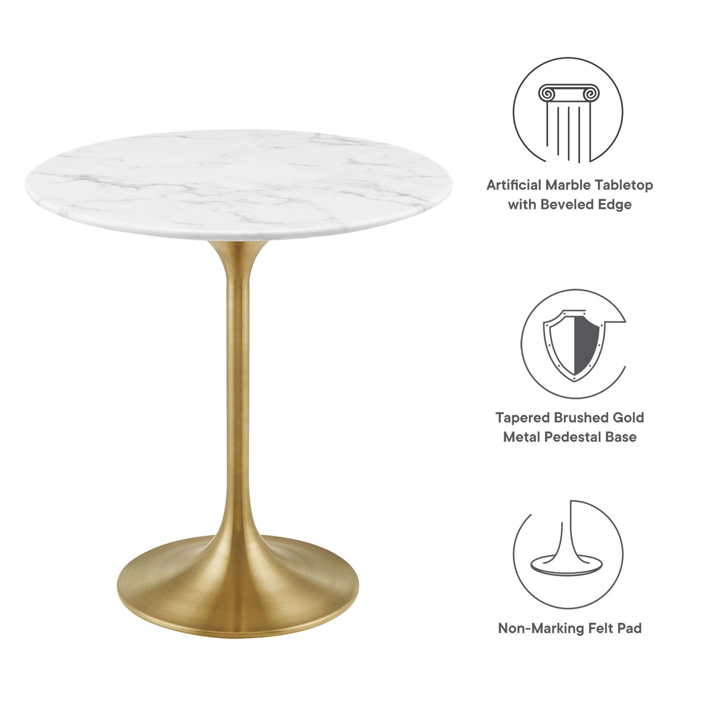 Lippa 20" Round Faux Marble Side Table by Furniture For America
