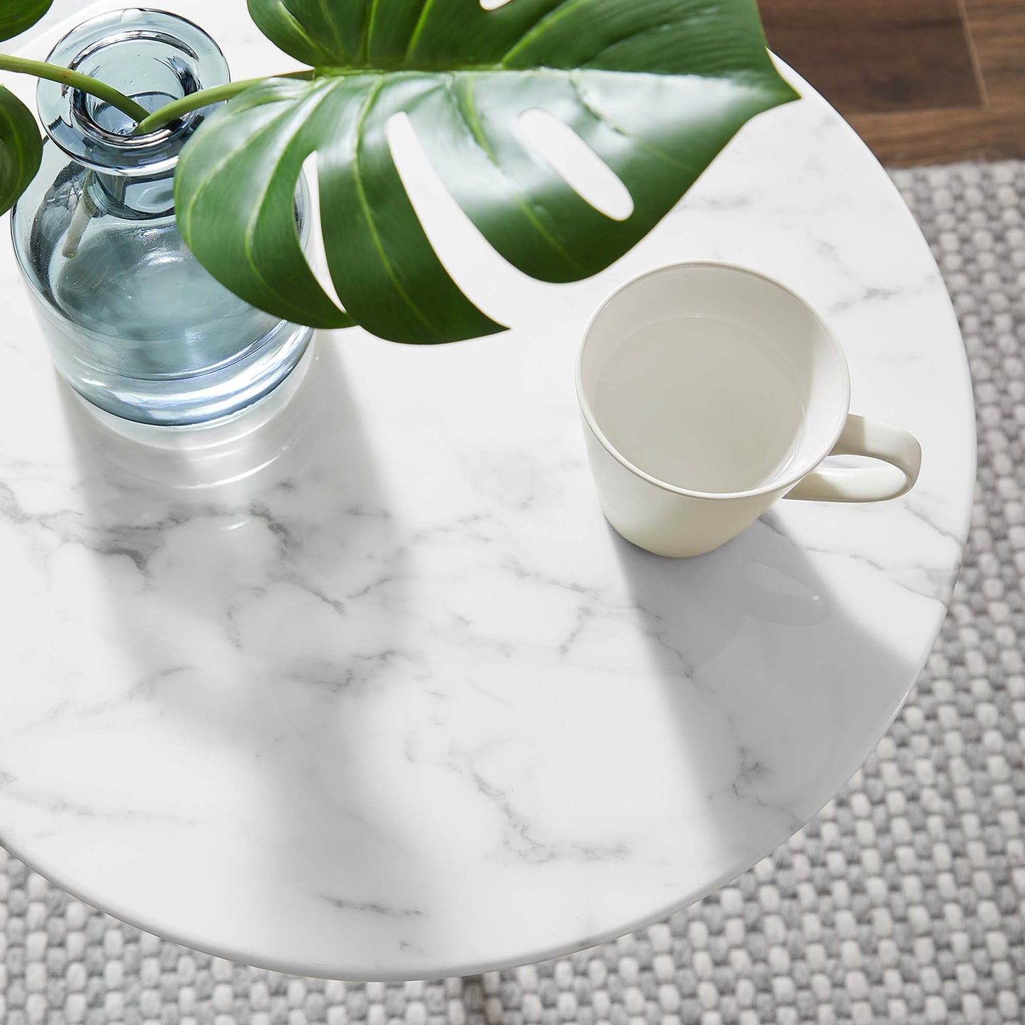 Lippa 20" Round Faux Marble Side Table by Furniture For America