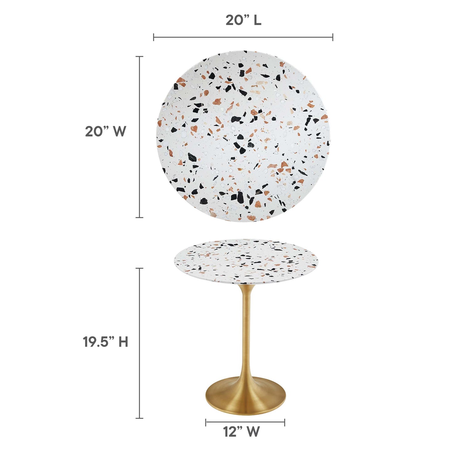 Lippa 20" Round Terrazzo Side Table by Furniture For America