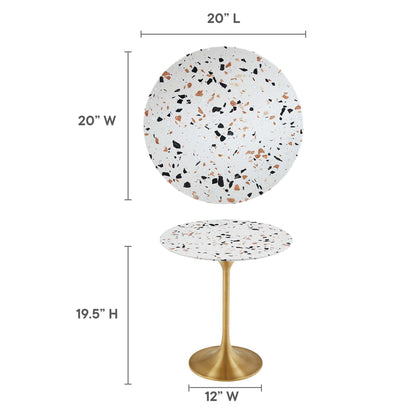 Lippa 20" Round Terrazzo Side Table by Furniture For America