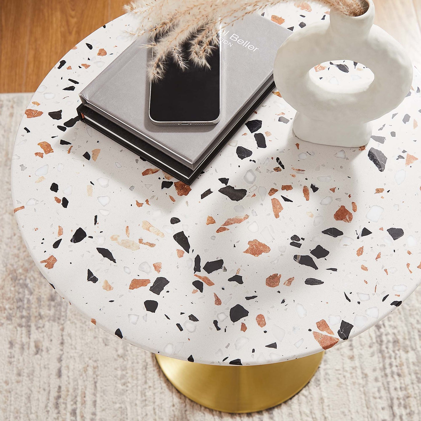 Lippa 20" Round Terrazzo Side Table by Furniture For America