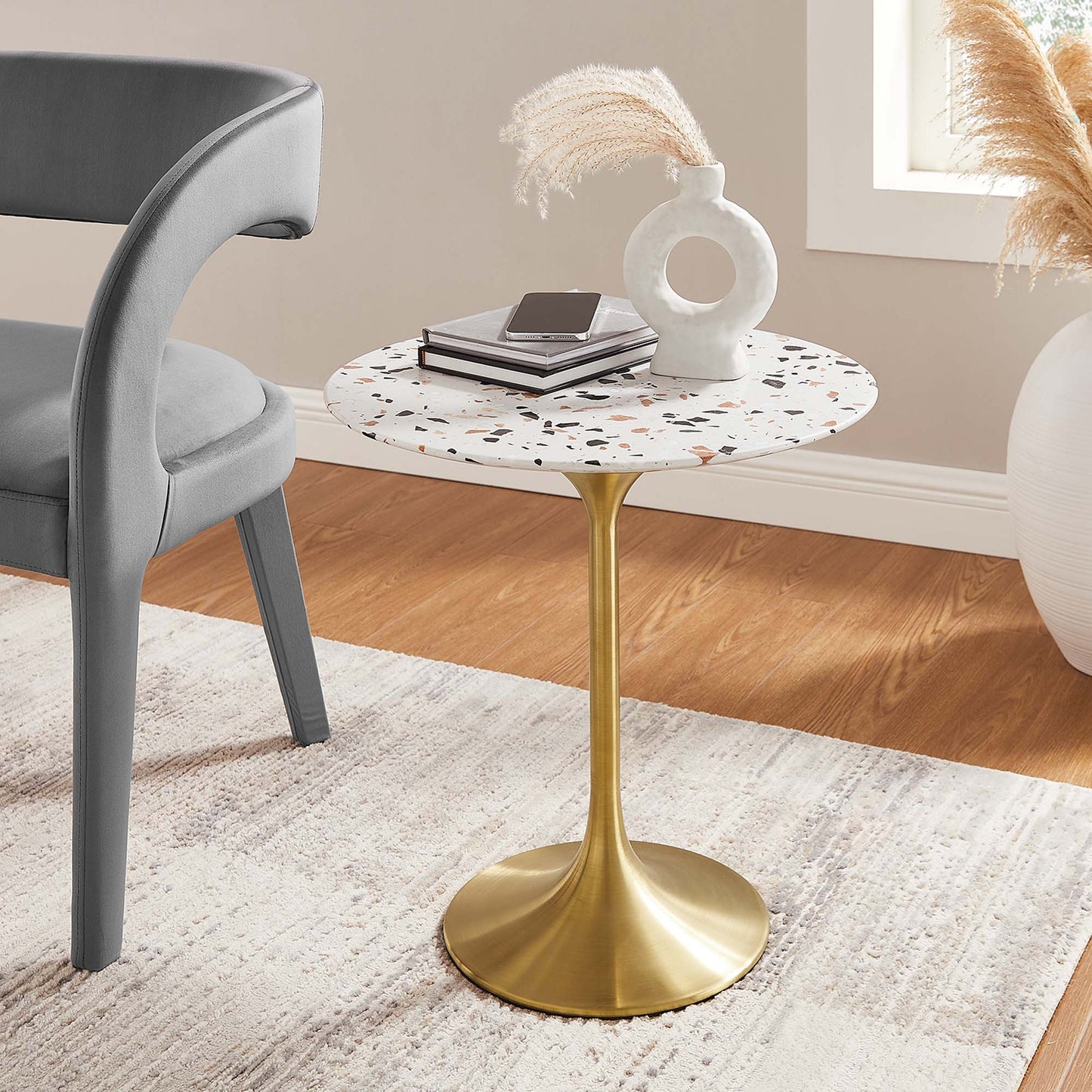Lippa 20" Round Terrazzo Side Table by Furniture For America