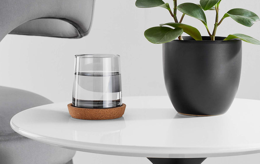Lumen 20" Round Wood Side Table in Black White