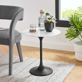 Lumen 20" Round Wood Side Table in Black White