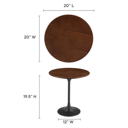 Lippa 20" Round Wood Side Table in Black Walnut