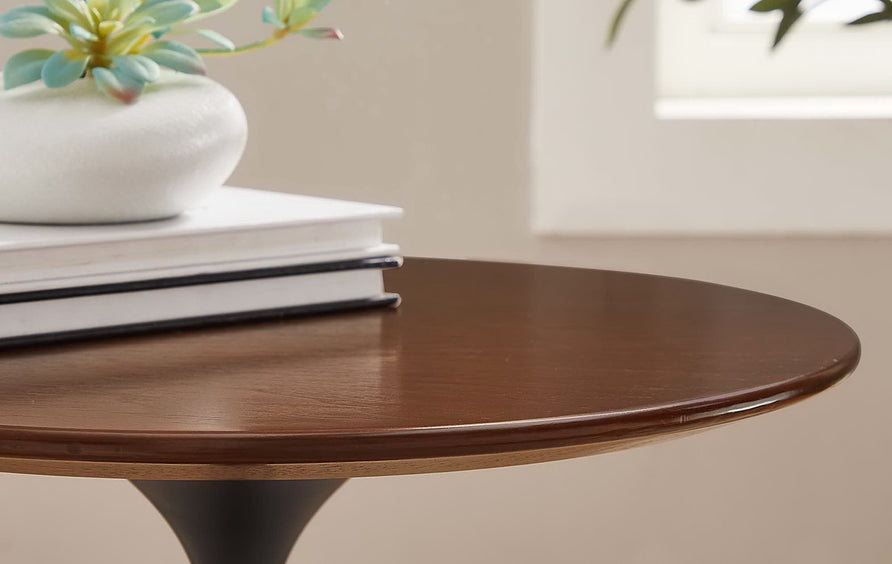 Lumen 20" Round Wood Side Table in Black Walnut