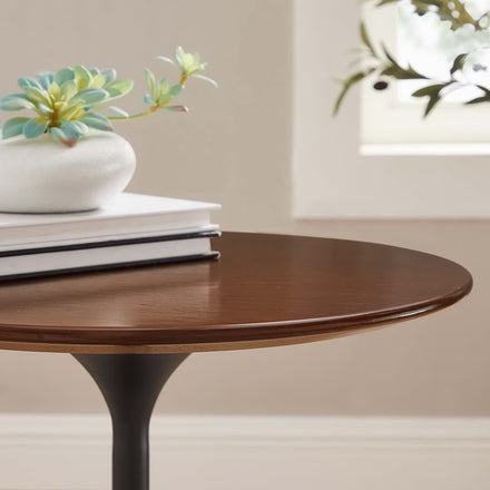 Lippa 20" Round Wood Side Table in Black Walnut