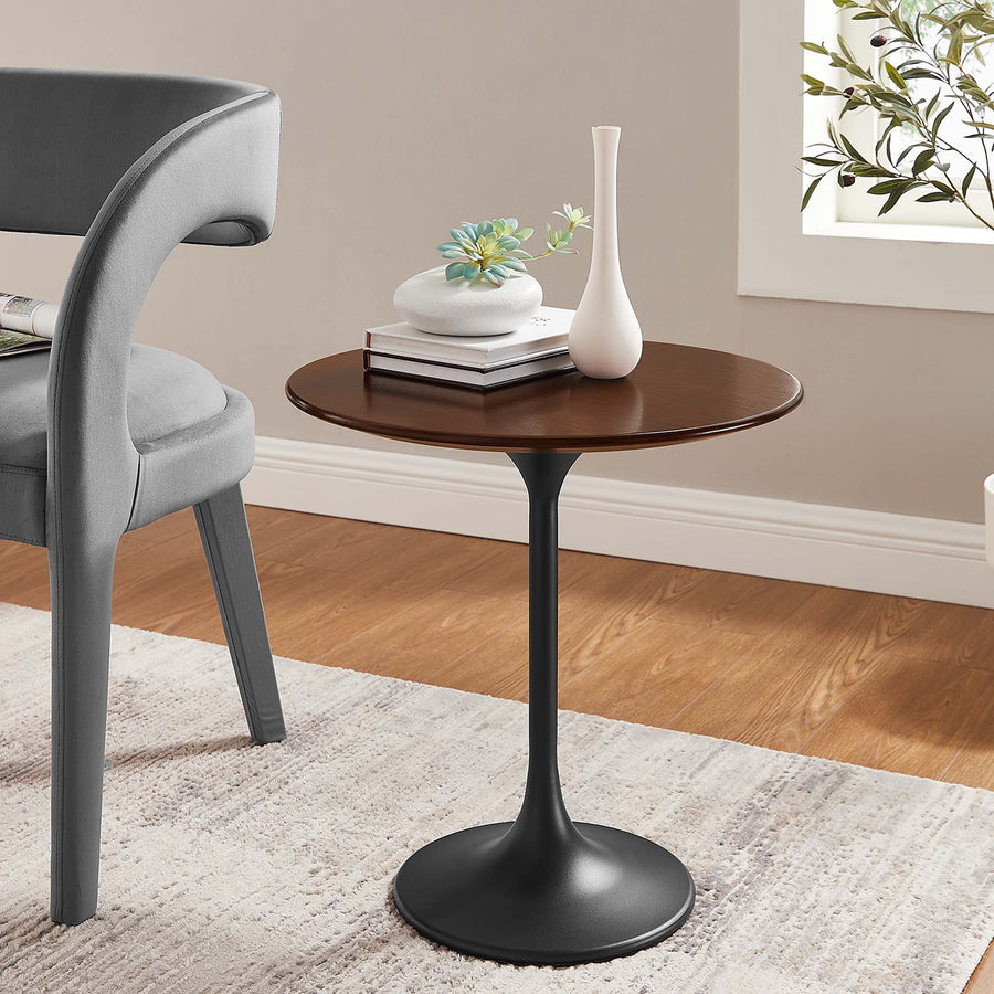 Lumen 20" Round Wood Side Table in Black Walnut