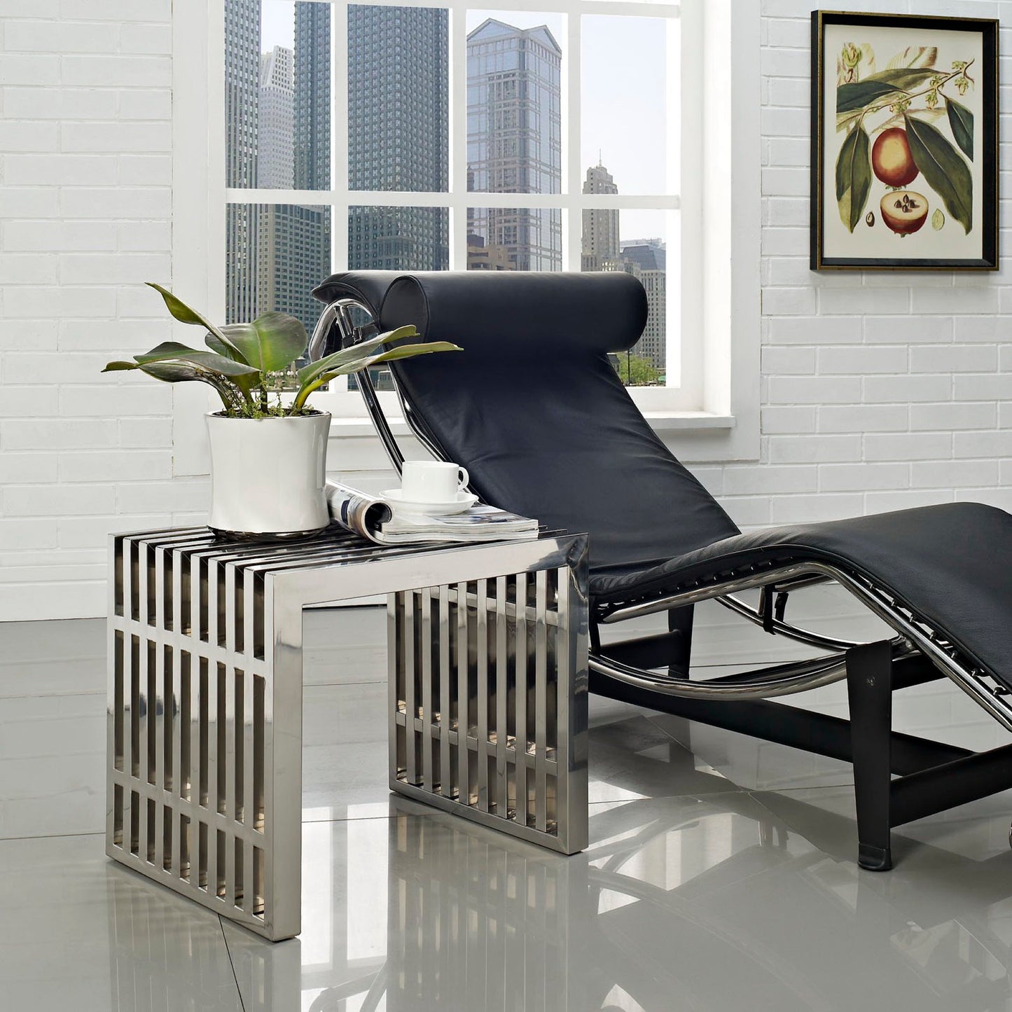 Gridiron Small Stainless Steel Bench by Furniture For America