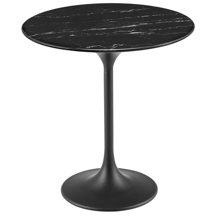 Lippa 20" Round Faux Marble Side Table in Black Black