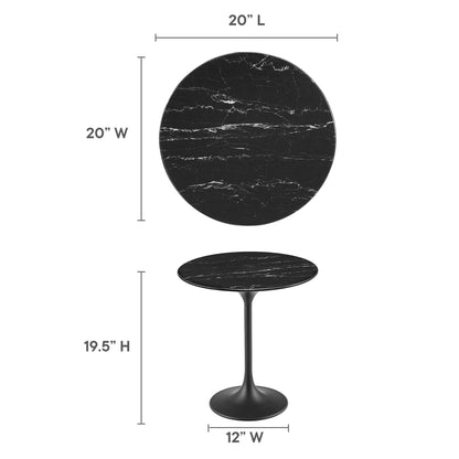 Lippa 20" Round Faux Marble Side Table by Furniture For America