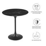 Lumen 20" Round Faux Marble Side Table in Black Black