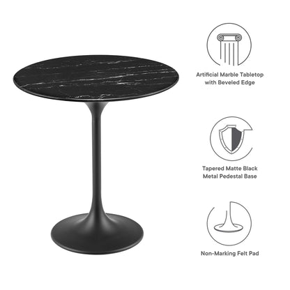 Lippa 20" Round Faux Marble Side Table by Furniture For America