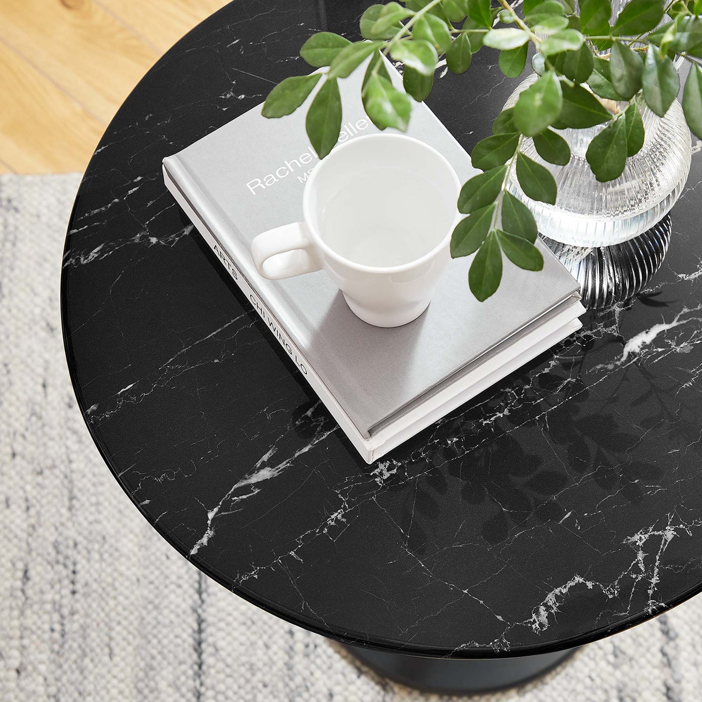 Lippa 20" Round Faux Marble Side Table by Furniture For America