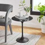 Lumen 20" Round Faux Marble Side Table in Black Black