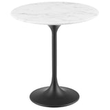 Lumen 20" Round Faux Marble Side Table in Black White