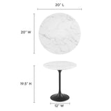 Lumen 20" Round Faux Marble Side Table in Black White