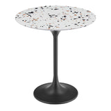 Lumen 20" Round Terrazzo Side Table in Black Terrazzo