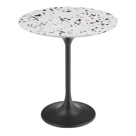 Lippa 20" Round Terrazzo Side Table in Black Terrazzo