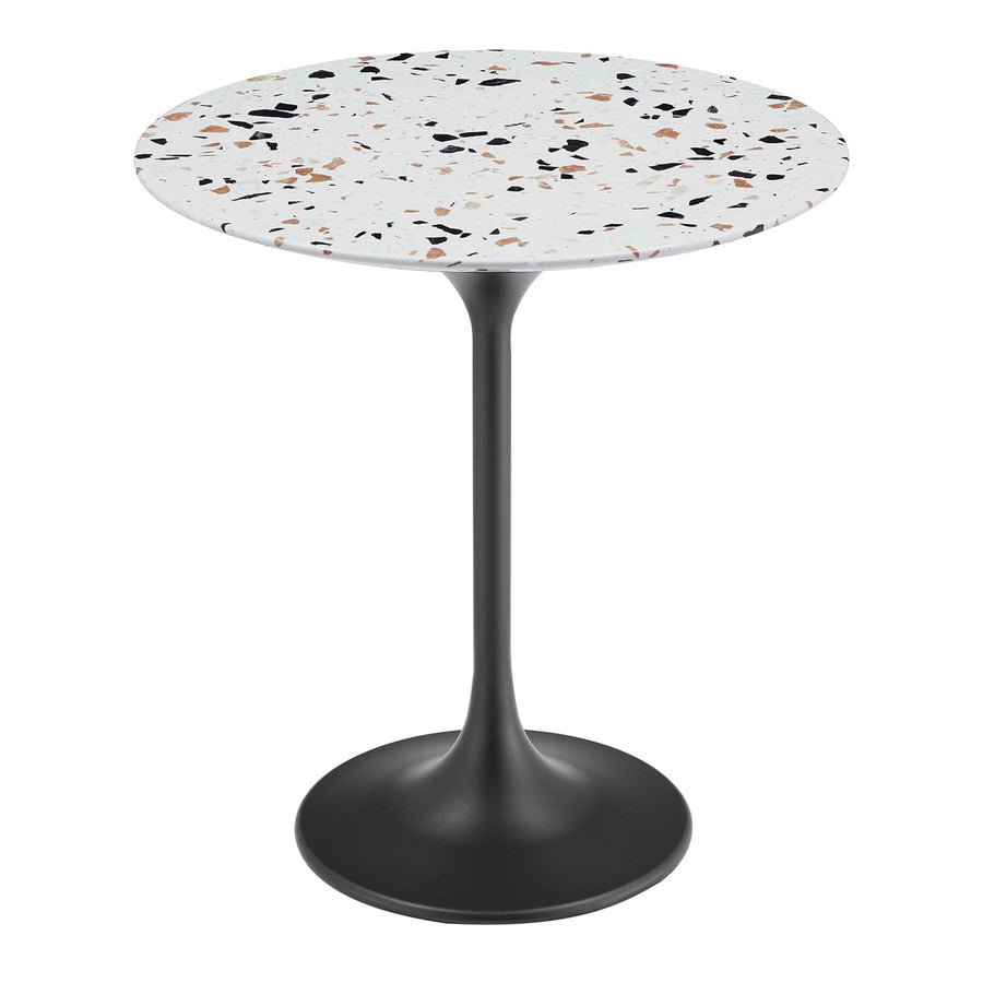 Lumen 20" Round Terrazzo Side Table in Black Terrazzo