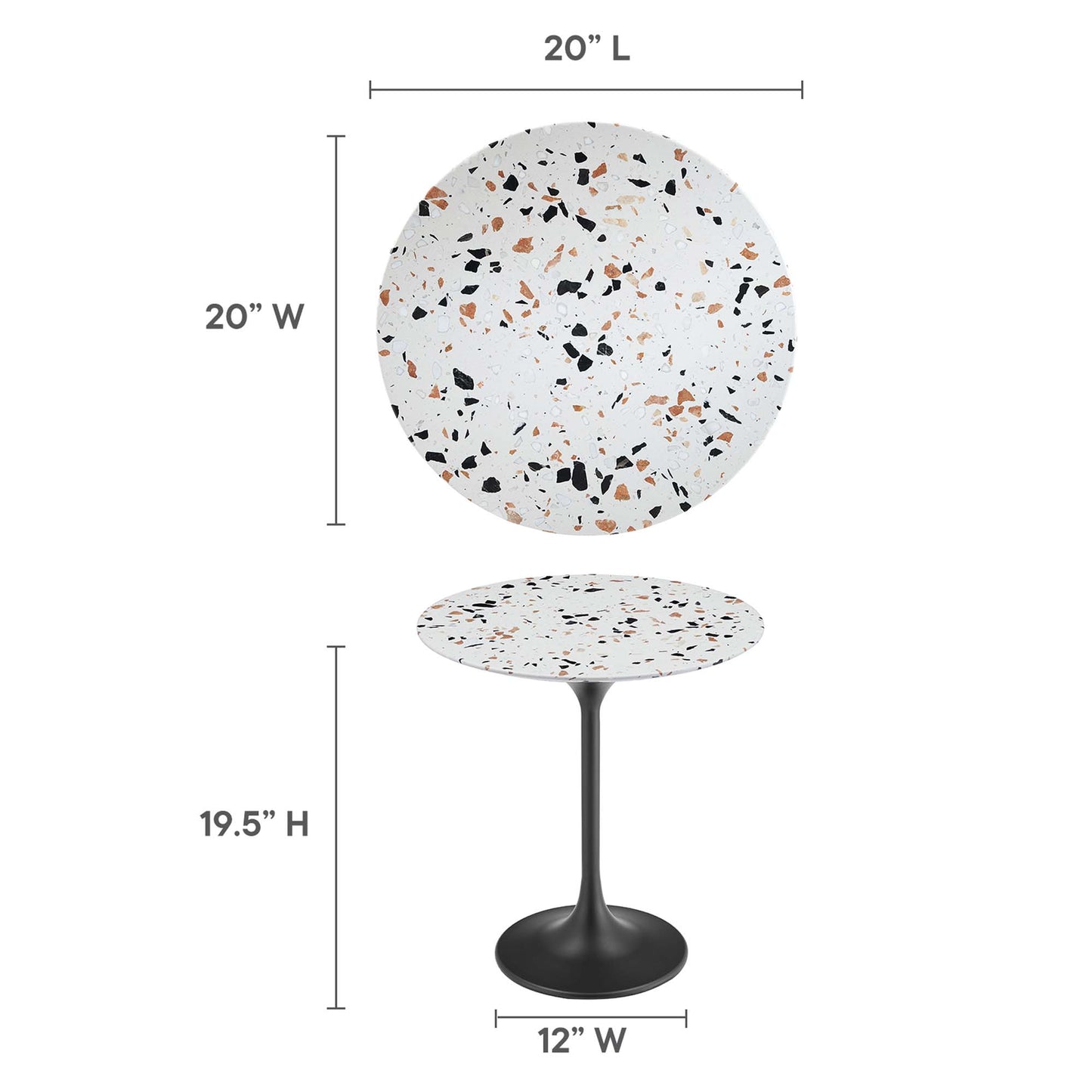 Lippa 20" Round Terrazzo Side Table by Furniture For America