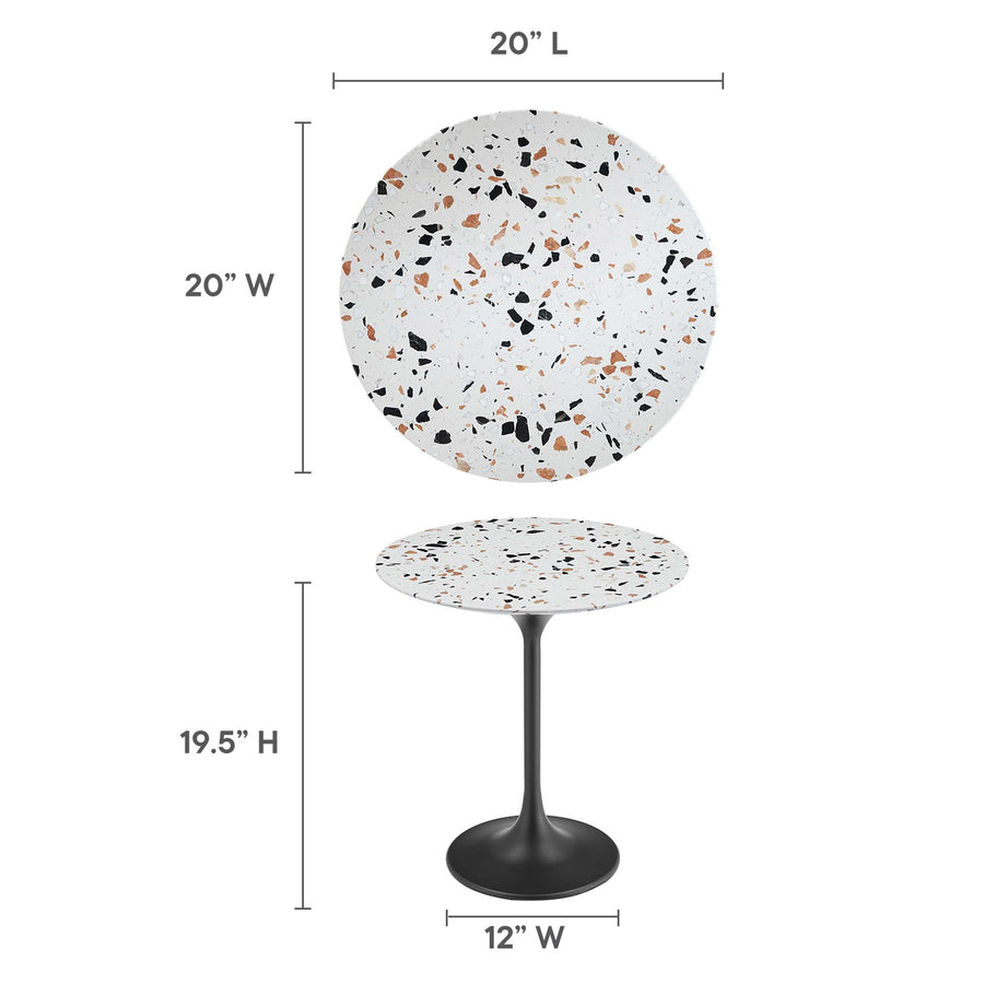 Lumen 20" Round Terrazzo Side Table in Black Terrazzo