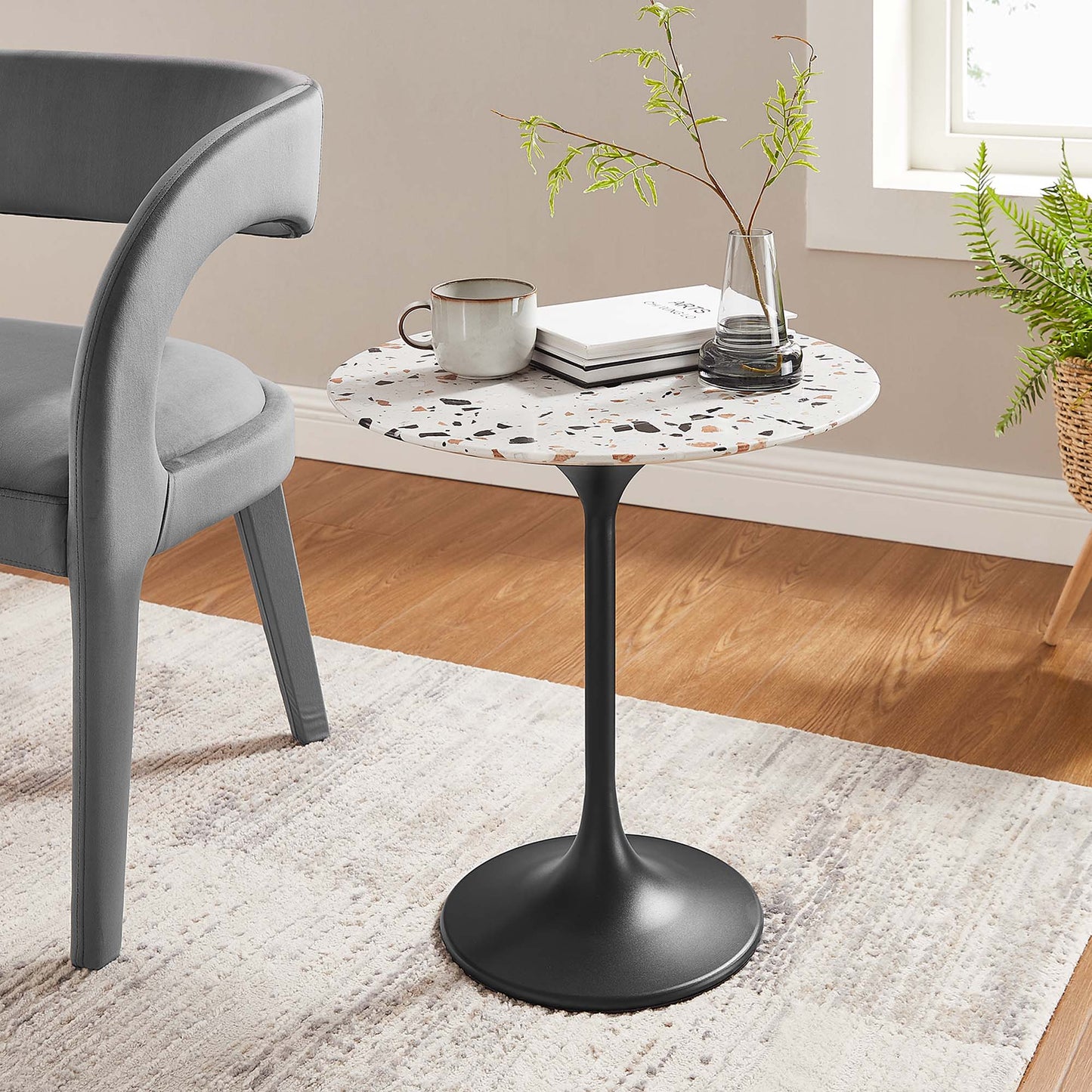 Lippa 20" Round Terrazzo Side Table by Furniture For America