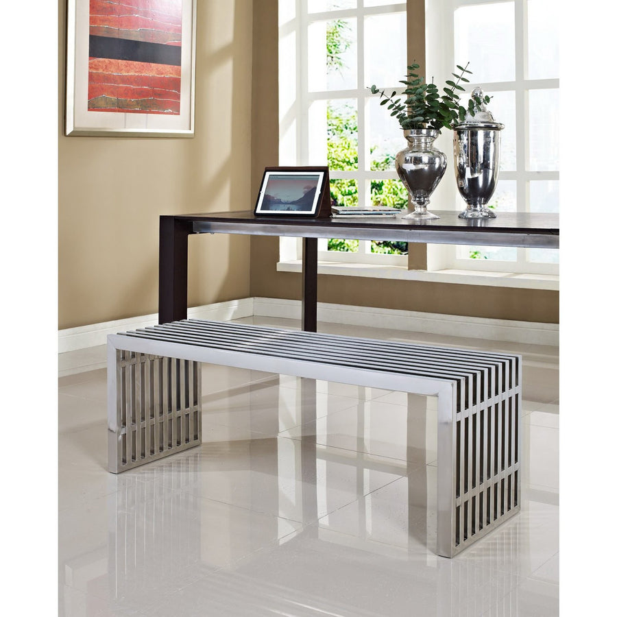Fenn Large Stainless Steel Bench in Silver