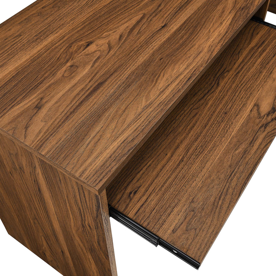 Mariefred L-Shaped Wood Office Desk in Walnut