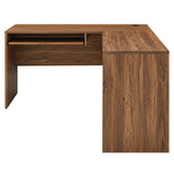 Mariefred L-Shaped Wood Office Desk in Walnut