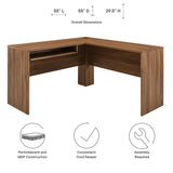 Mariefred L-Shaped Wood Office Desk in Walnut