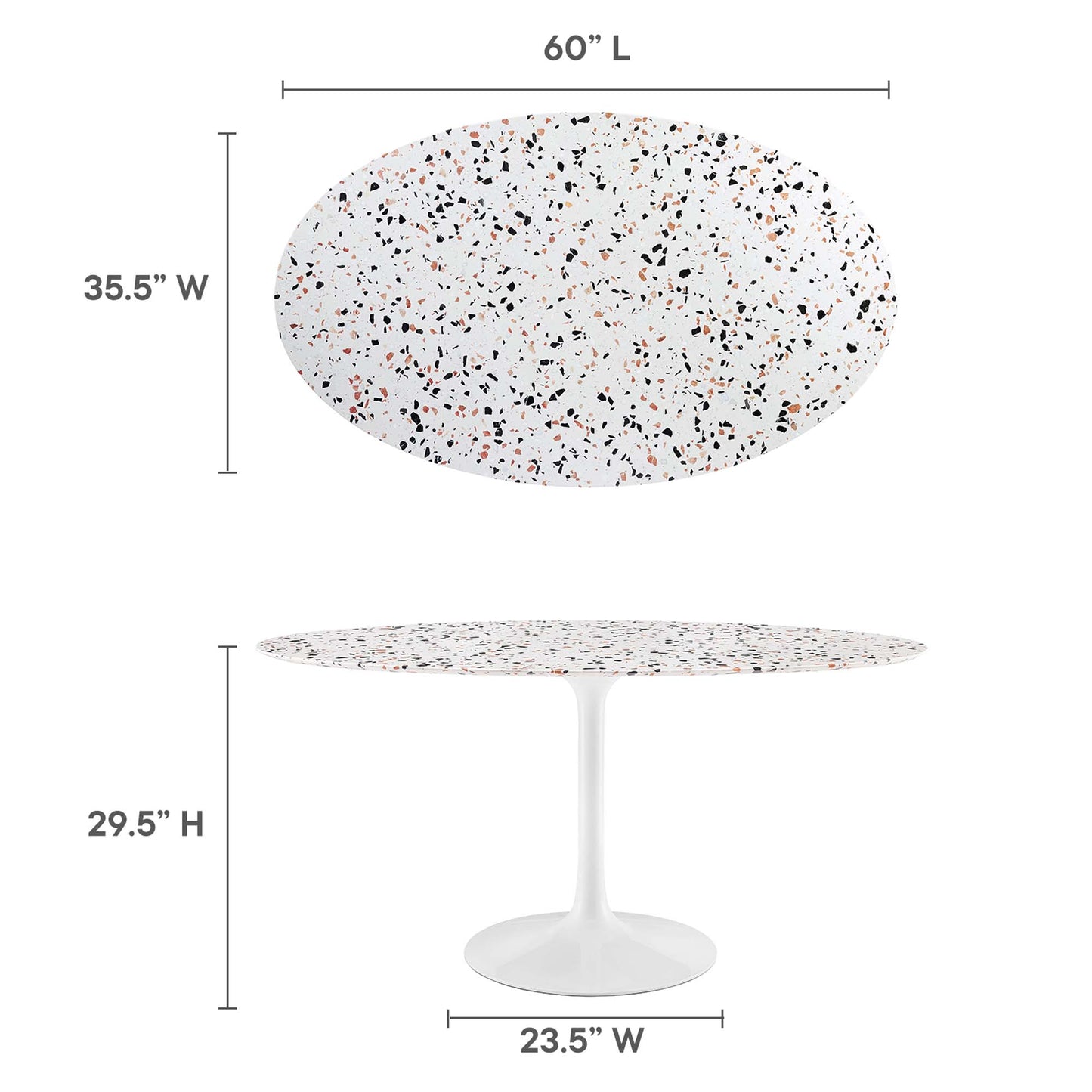 Lippa 60" Oval Terrazzo Dining Table by Furniture For America