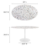 Lumen 60" Oval Terrazzo Dining Table in White White