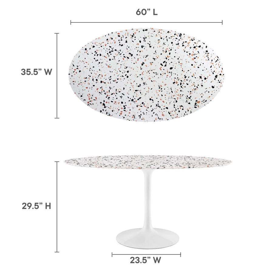 Lumen 60" Oval Terrazzo Dining Table in White White